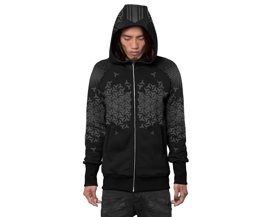 Shuriken black psychedelic hoodie for men