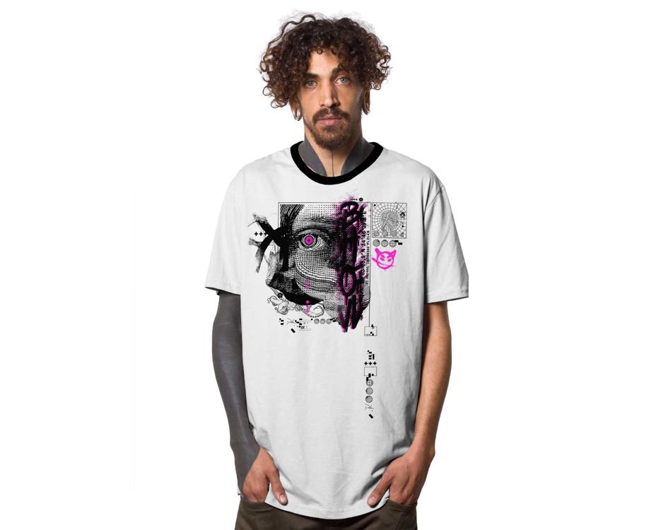 white man t-shirt with a psychedelic digital print