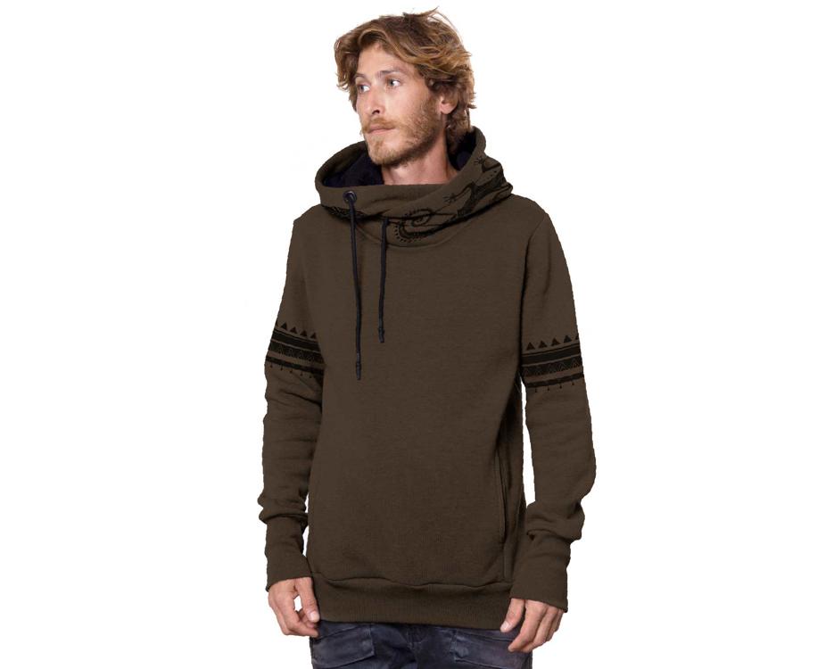abstract chameleon tribal brown hoodie