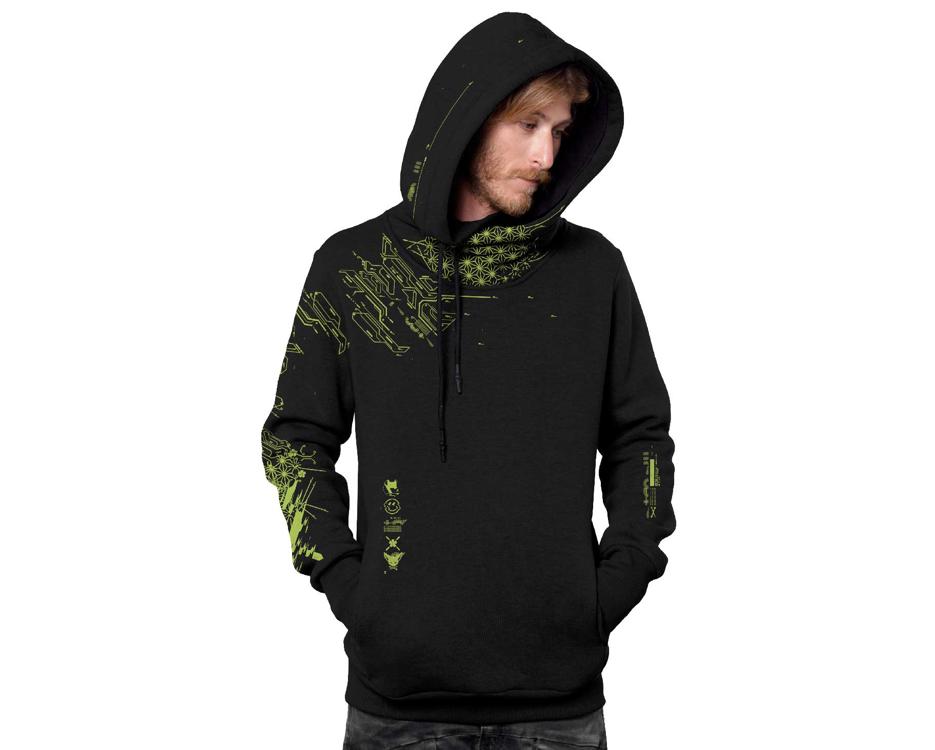 Plazmalab | Urban street style CyberFox Black hoodie for men