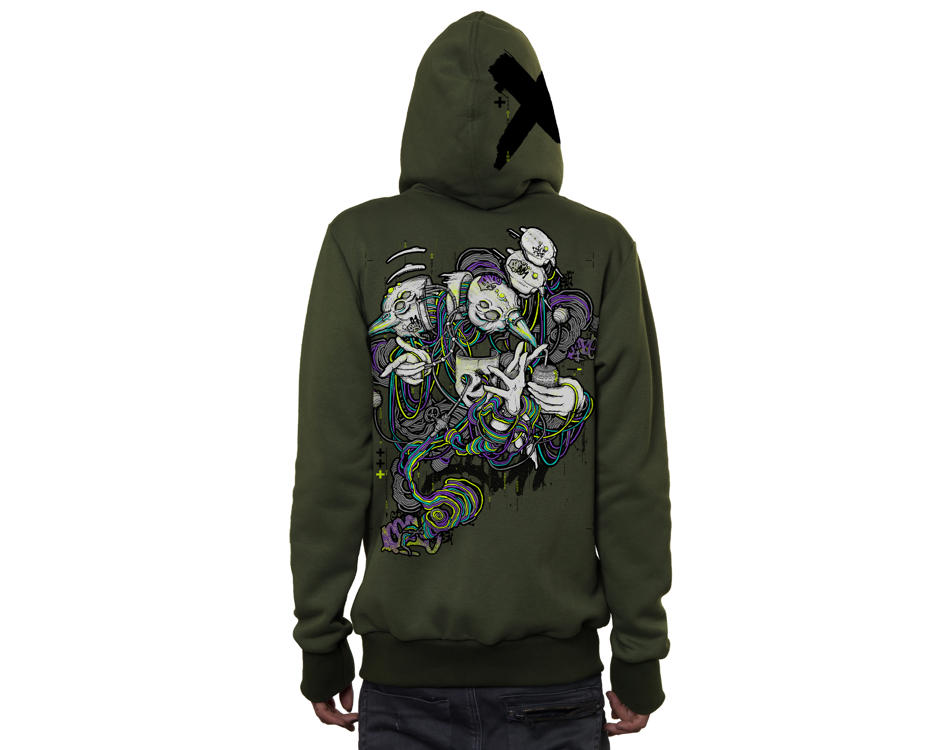 Plazmalab | olive abstract psychedelic men hoodie