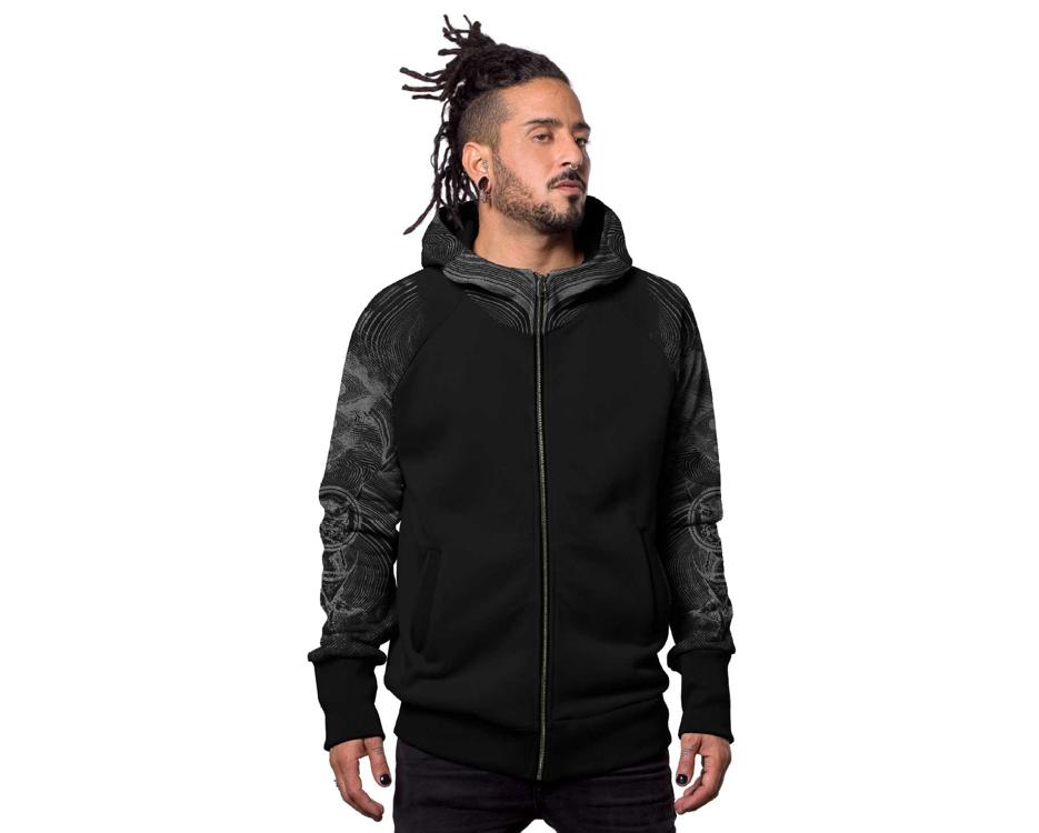Plazmalab | Elemental urban street style Black hoodie for men