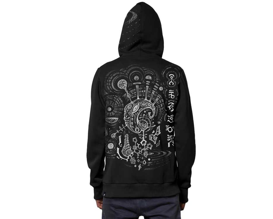 Plazmalab | Ripple Black psychedelic hoodie for men