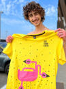 abstract flamingo print yellow t-shirt 