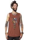 terracota color man t-shirt with abstract print