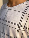 men t-shirt in white with grey stripes