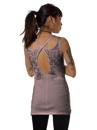 Women open back tank top in beige with a psychedelic print 