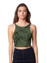 women crop top in olive with moon print 