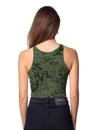 women crop top in olive with moon print 