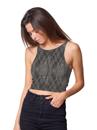 women crop top with geometric pattern print 