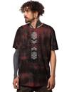 men tie dye t-shirt in black and red with a tribal print 
