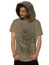 psychedelic abstract beige hooded t-shirt