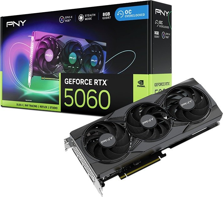 כרטיס מסך PNY GeForce RTX 5060 8GB ARGB Overcloc Triple Fan VCG50608TFXXPB1-O