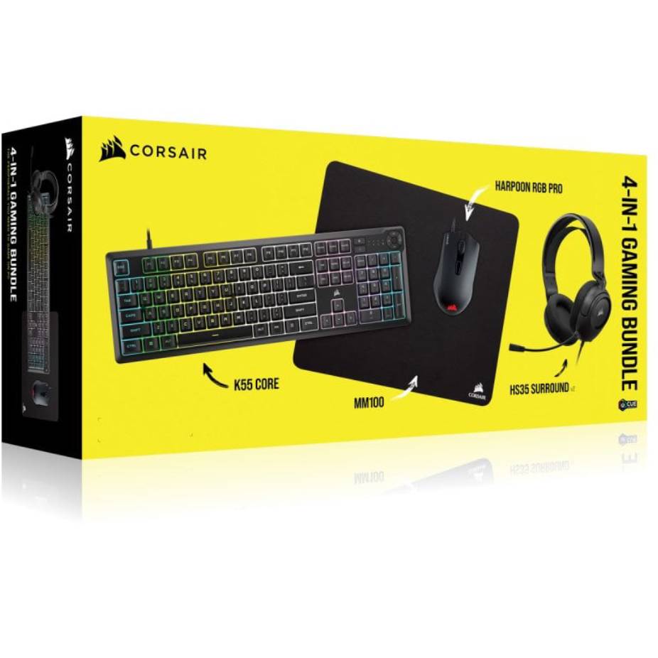 סט גיימינג מקלדת, עכבר, משטח, אוזניות CORSAIR 4 In 1 Gaming Bundle CH-9226F65-NA