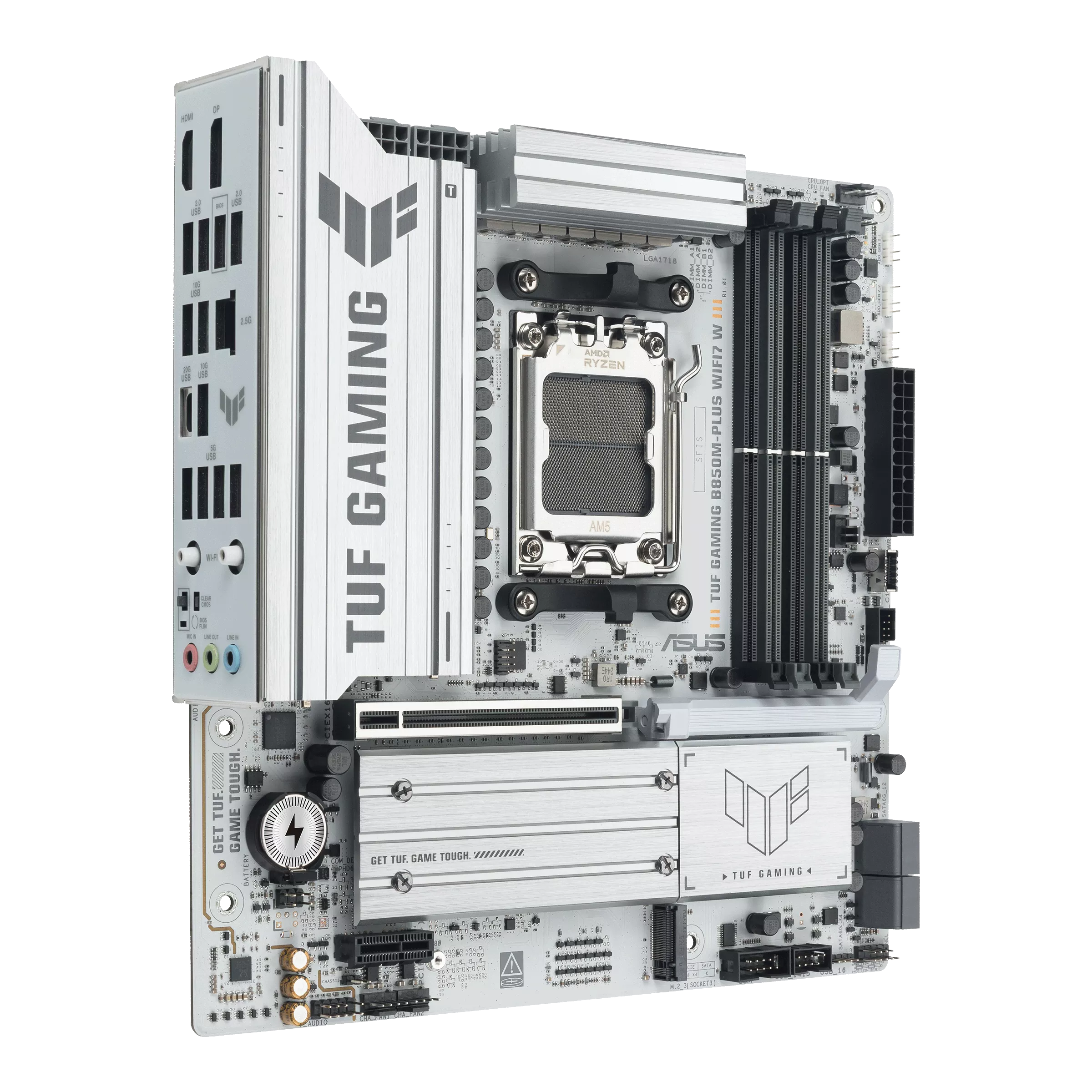 לוח אם בצבע לבן ASUS TUF GAMING B850M-PLUS WIFI7 DDR5 AM5 90MB1MD0-M0EAY0