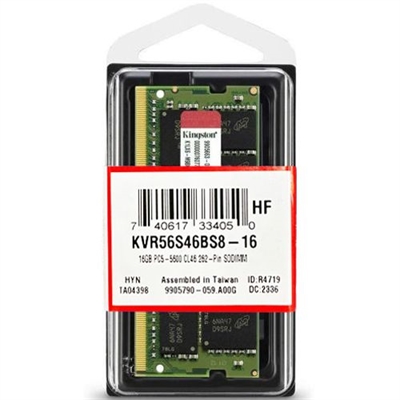 זיכרון KINGSTON 16GB DDR5 5600MHZ SO-DIMM KVR56S46BS8-16