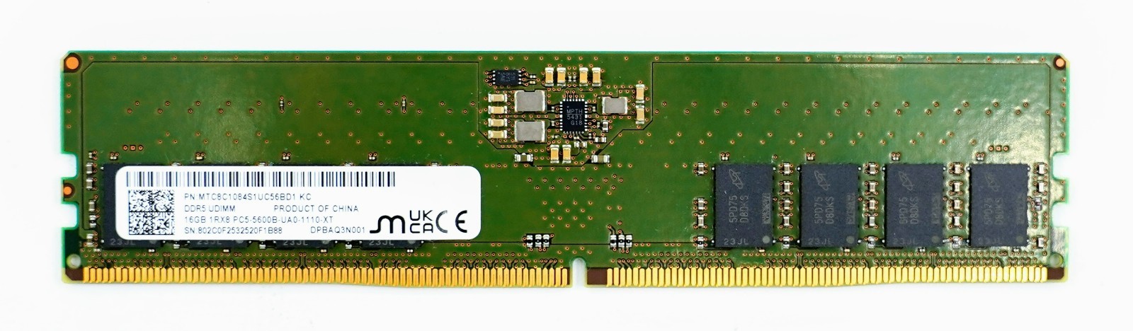זיכרון  Micron 16G Long Dimm DDR 5 5600MHZ 1.1V MTC8C1084S1UC56BD1