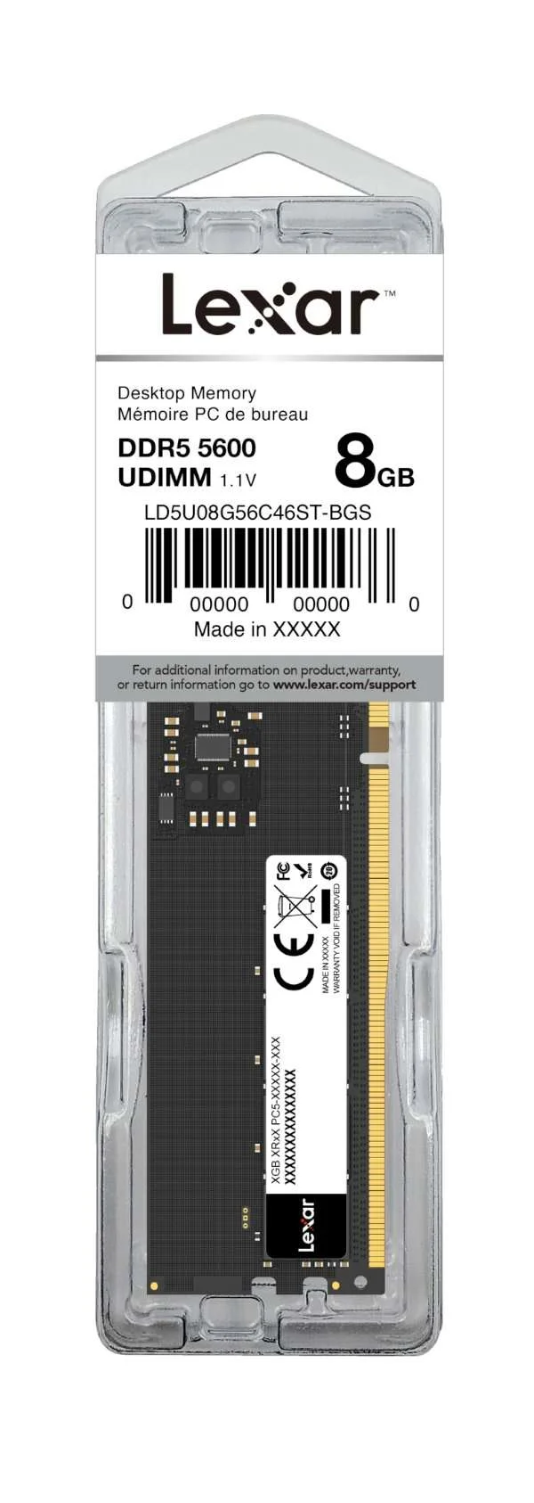 זיכרון  LEXAR  8G LONG-Dimm DDR 5 5600MHZ 1.1V LD5U08G56C46ST-BGS