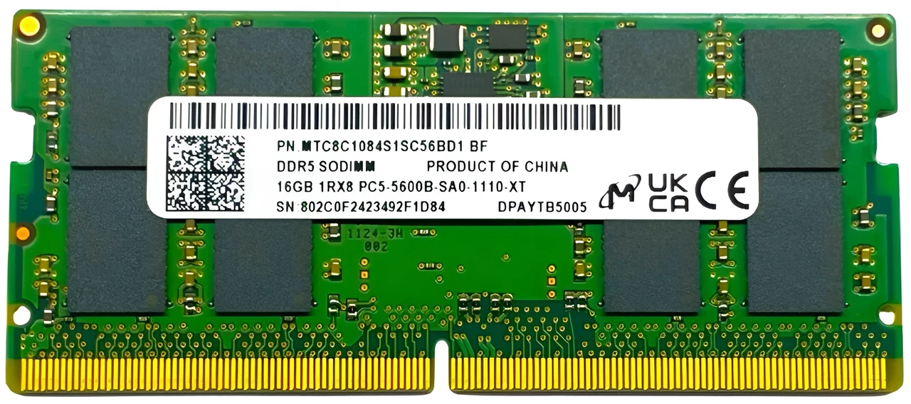 זיכרון Micron 16G SO-Dimm DDR 5 5600MHZ 1.1V MTC8C1084S1SC56BD1