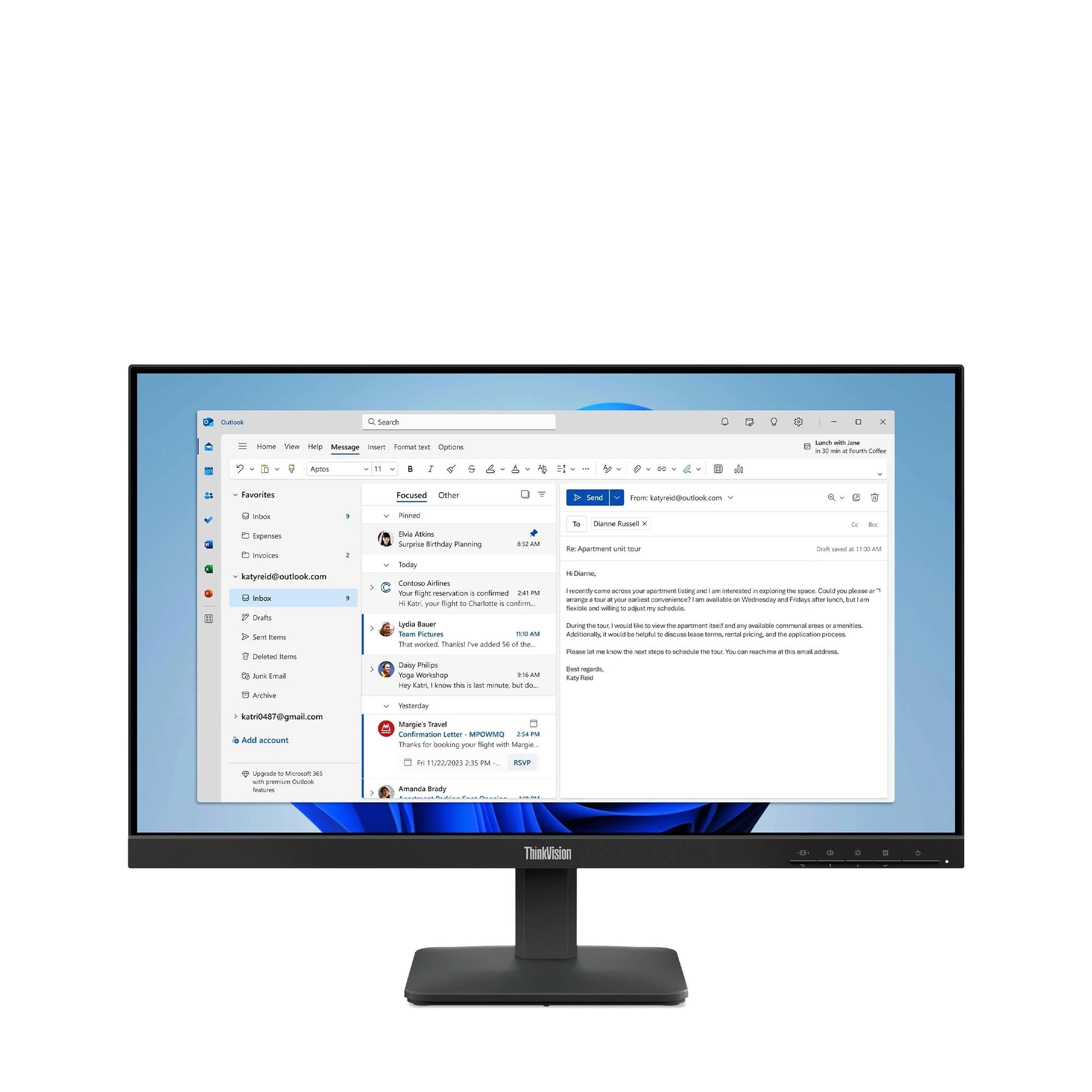 מסך Lenovo Monitor S24-4e 23.8" IPS FHD VGA/HDMI 64B5KAT1IS