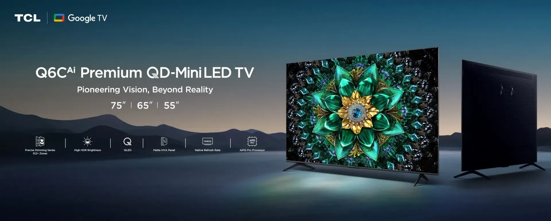 טלוויזיה TCL 65Q6C 65" QD-Mini LED 144Hz Google TV 