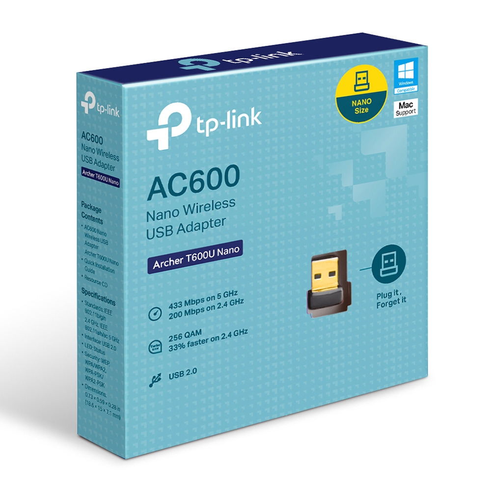 כרטיס רשת אלחוטי TP-link Archer T600U Nano AC600 Nano Wireless USB Adapter