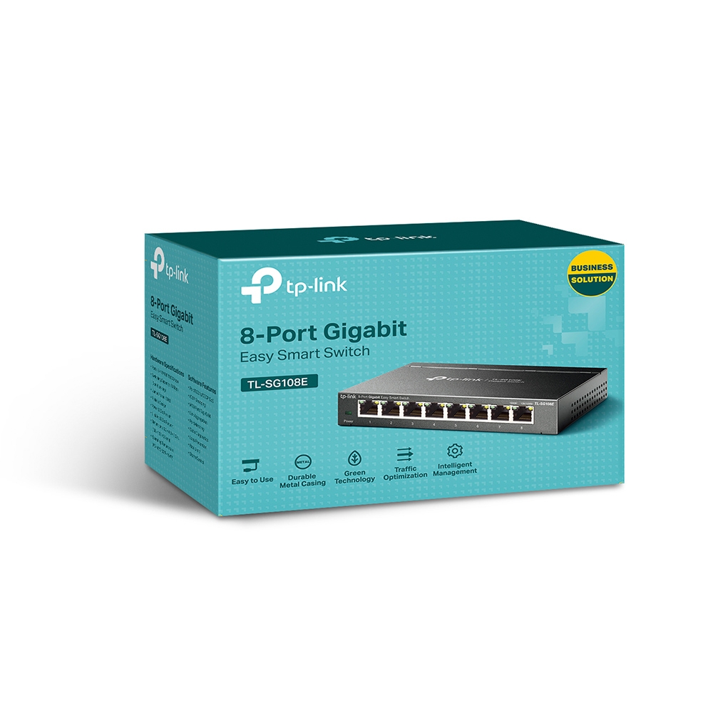 מתג מתכת 8 ערוצים גיגה מנוהל  TP-LINK TL-SG108E 8-Port 10/100/1000Mbps Desktop Manage Switch