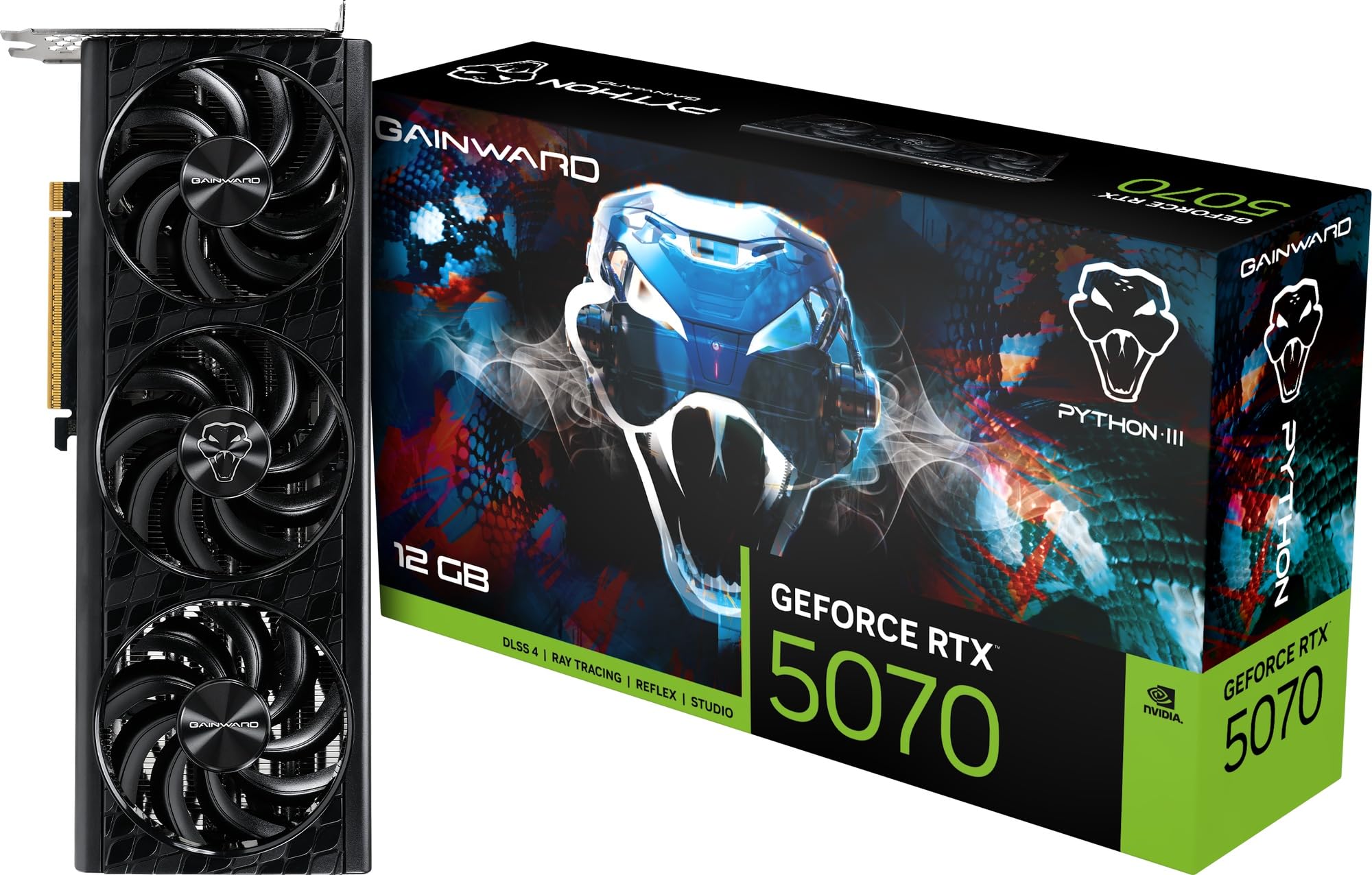 כרטיס מסך GAINWARD GeForce RTX 5070 PYTHON III - 12GB DDR7 NE75070019K9-GB2050T