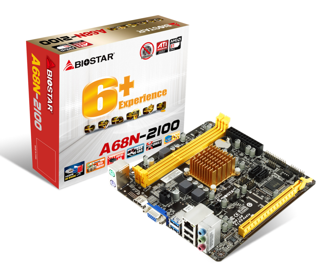 לוח ראשי Biostar A68N-2100, AMD E1-2100, MiniITX