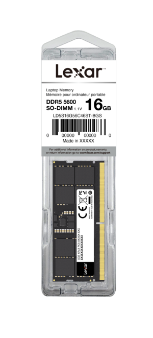 זיכרון  Lexar SODIMM 16GB DDR5 5600Mhz 262pin CL46 1.1V LD5S16G56C46ST-HGN-H