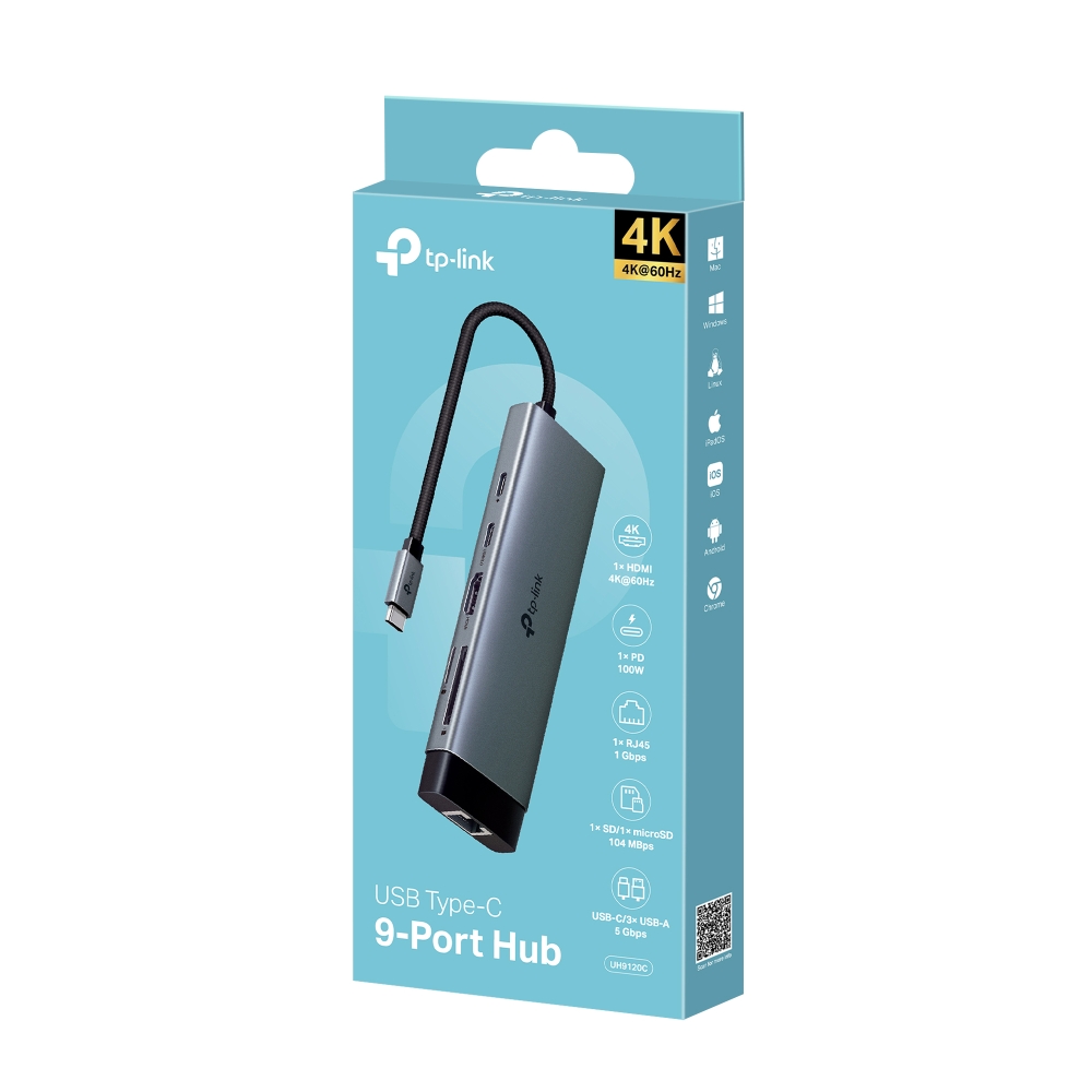 תחנת עגינה  TP-LINK UH9120C USB Type-C 9 in 1 Hub