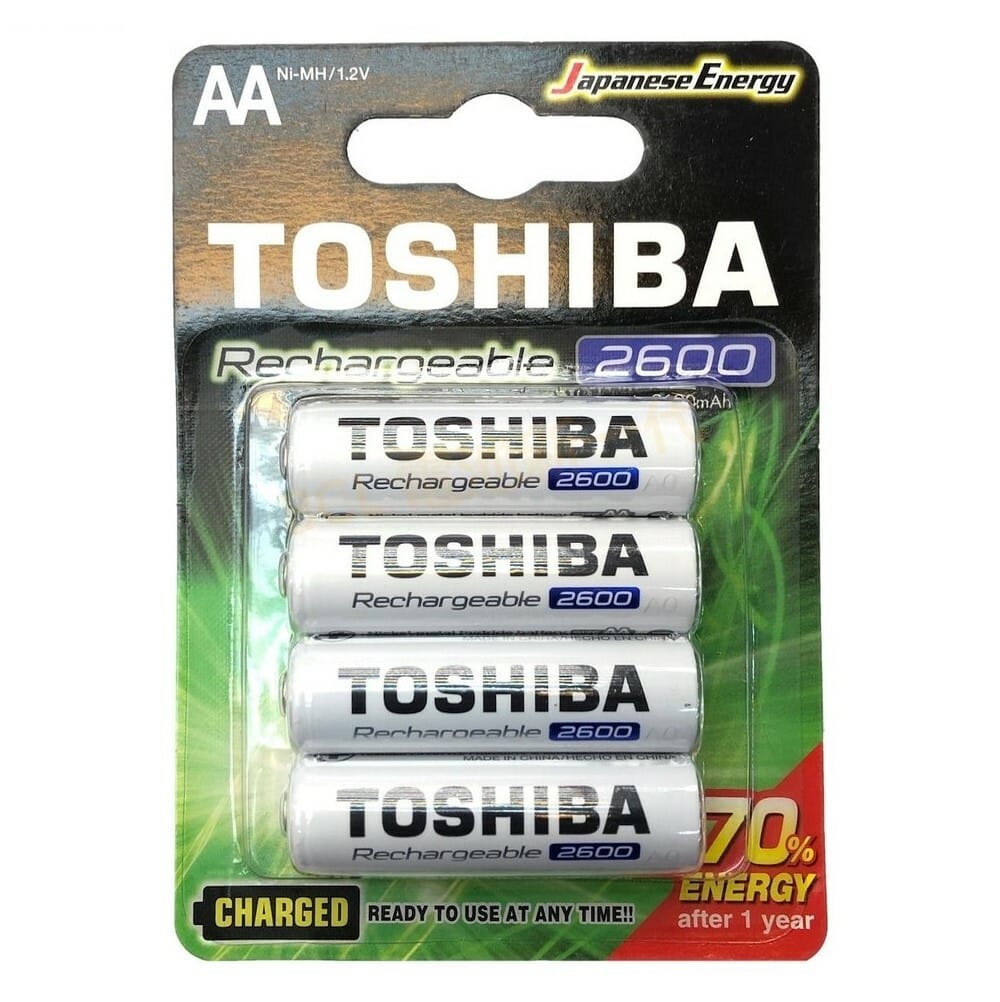 סוללות נטענות 2600mAh  AA חבילה - 4 יח' תוצרת Toshiba