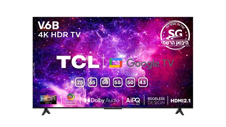 טלוויזיה TCL 55V6B - SMART Google TV 55"  4K UHD