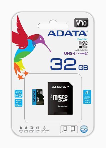 כרטיס זיכרון ADATA MicroSD 32GB Class10 100MB/s +ADAPTER