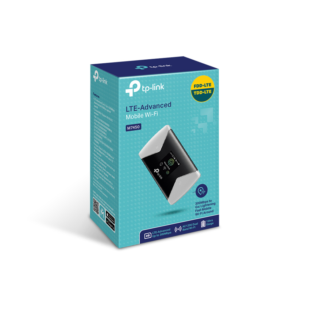 נתב סלולארי נייד TP-LINK 300Mbps LTE-Advanced Mobile Wi-Fi M7450