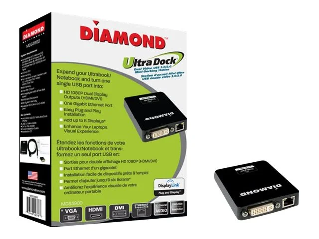 כרטיס מסך חיצוני כולל יציאת רשת DIAMOND MDS3900 DisplayLink DL-3900 Chipset