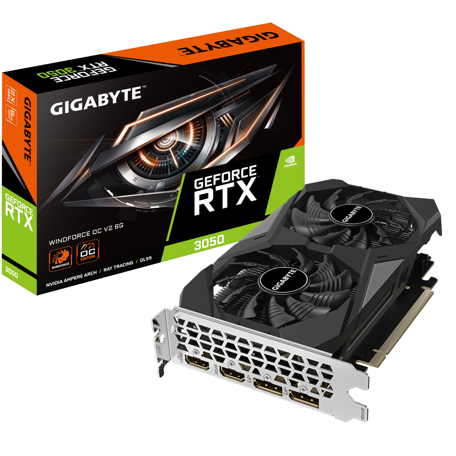 כרטיס מסך GigaByte RTX 3050 6GB DDR6 GV-N3050WF2OCV2-6GD