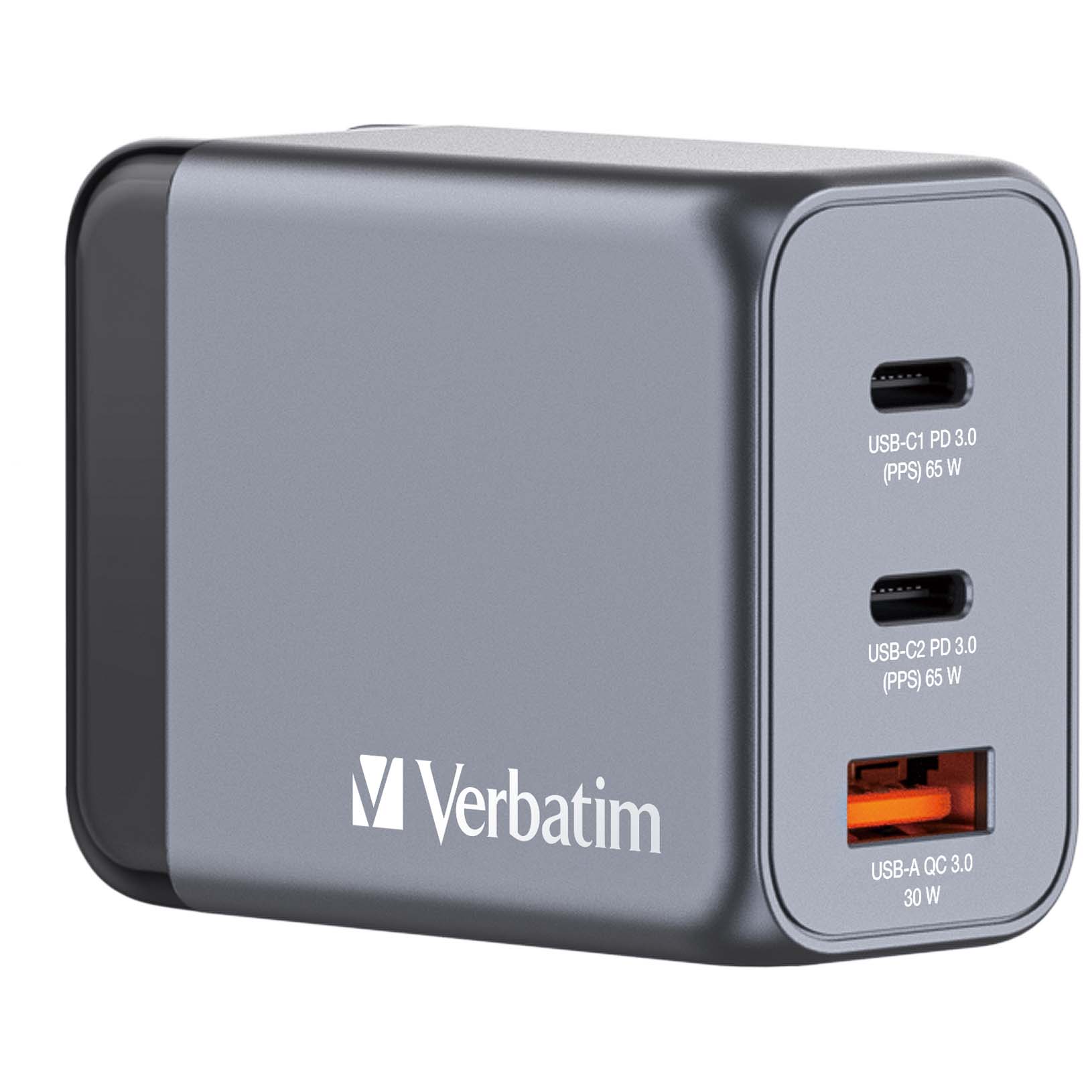 מטען קיר Verbatim GNC-65 GaN Charger 3 Port 65W USB 