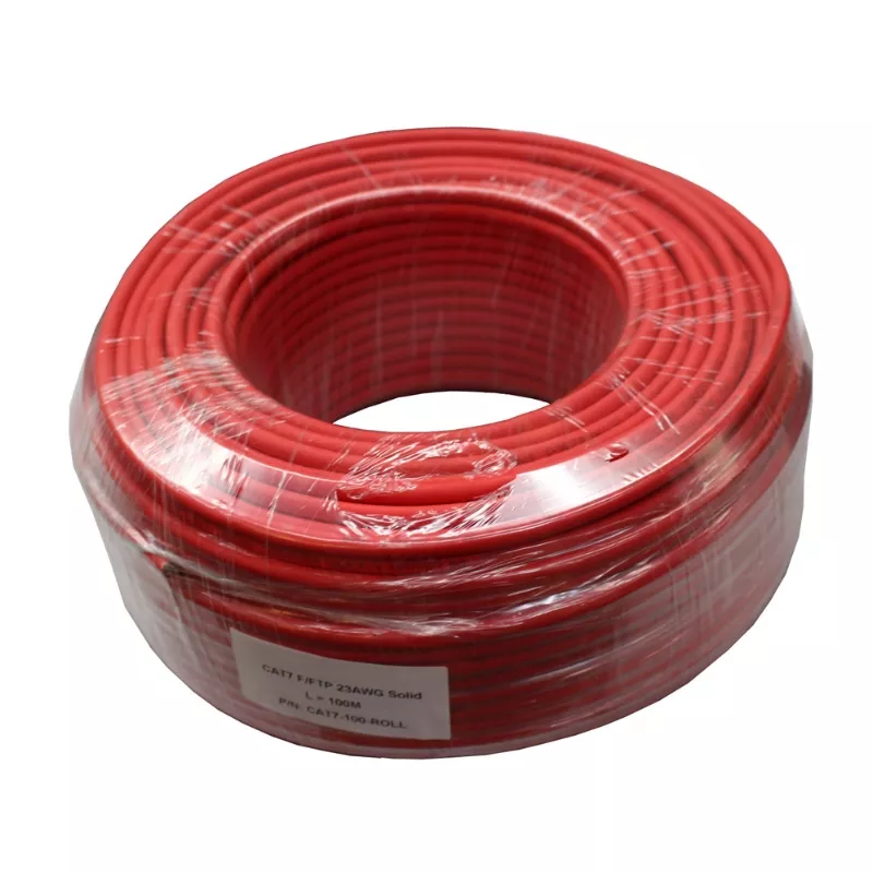 גליל כבל רשת CAT7 באורך 100 מטר צבע אדום – CAT7 LAN Cable 100m Roll