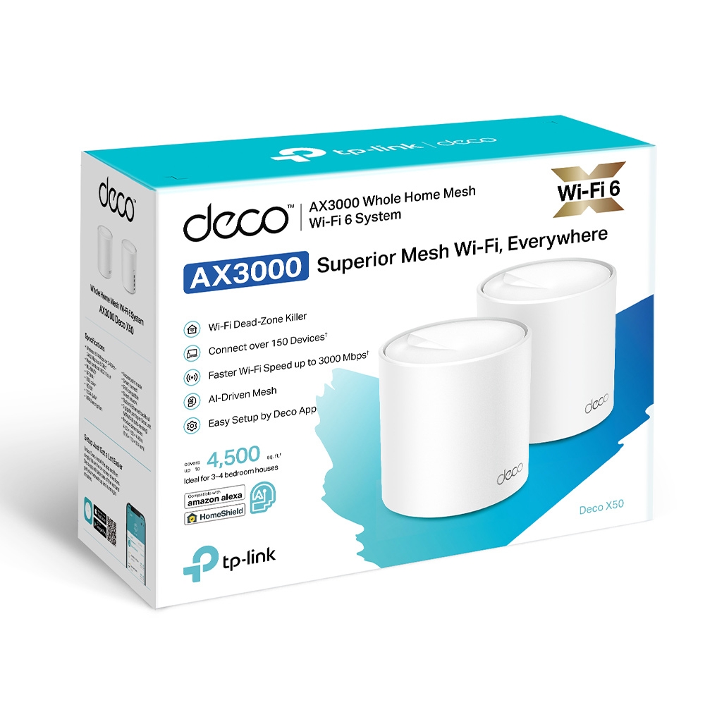 אקסס פוינט TP-LINK Deco X50 2 pack AX3000 Whole Home Mesh WiFi 6 System