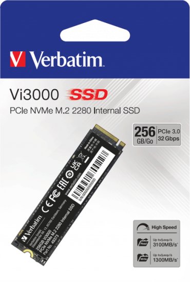 דיסק קשיח Verbatim Vi3000 256GB PCIe NVMe SSD