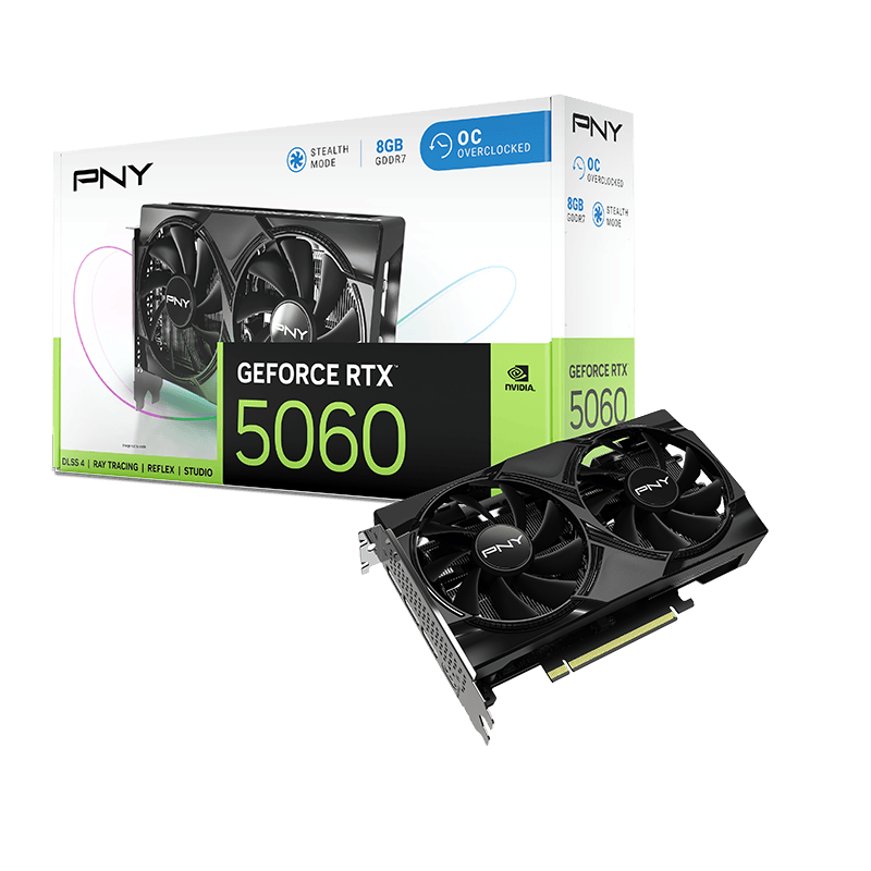 כרטיס מסך PNY GeForce RTX 5060 8GB Overclocked Dual Fan  GPU