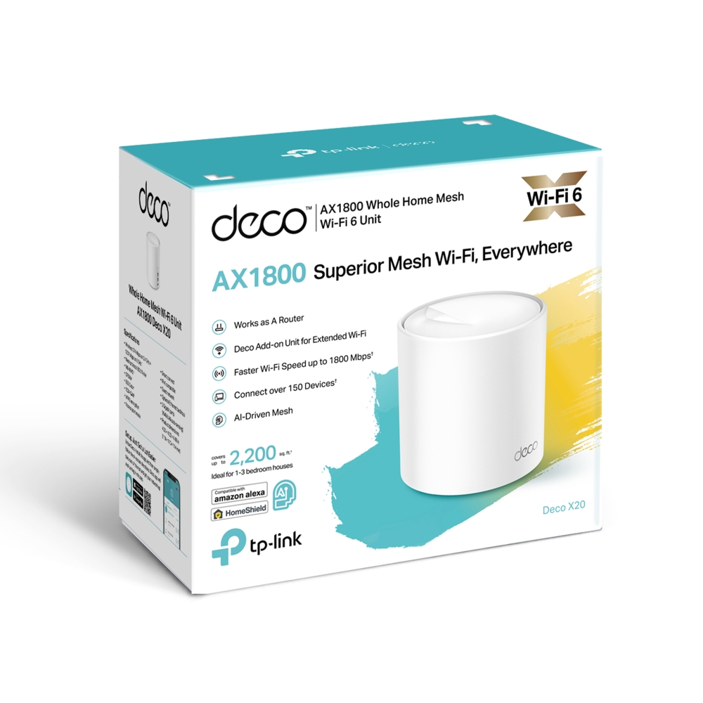 מגדיל טווח TP-LINK Deco X20 (1-pack) AX1800 Whole Home Mesh Wi-Fi System 