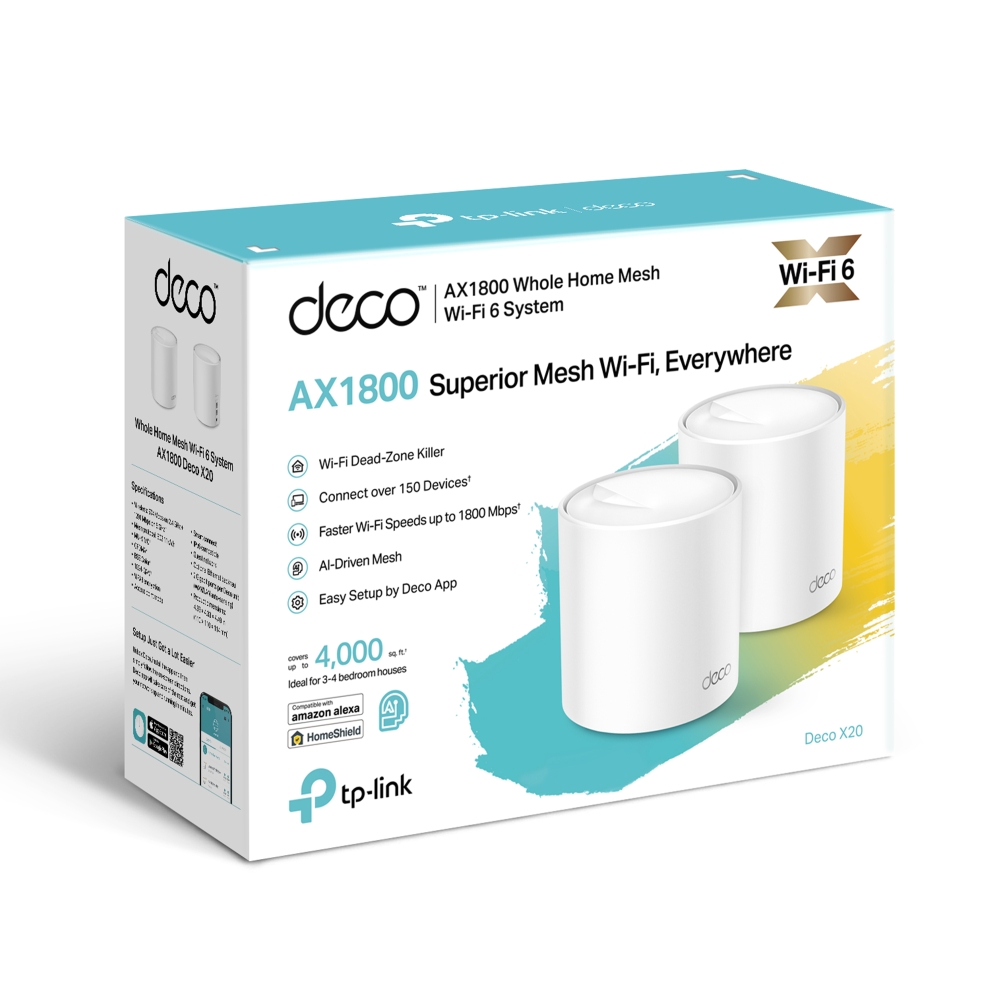 מגדיל טווח TP-LINK Deco X20 (2-pack) AX1800 Whole Home Mesh Wi-Fi System