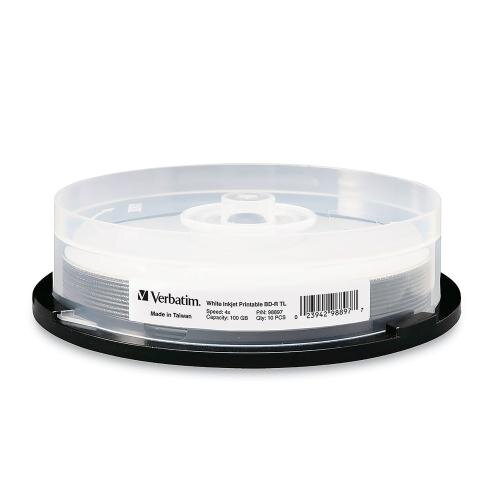 תקליטור בלו ריי VERBATIM Blu-Ray Media BDXL 100GB 4X White Inkjet Printable Spindle Box 10Pcs
