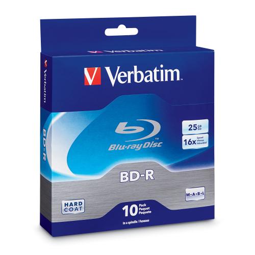 תקליטור בלו ריי VERBATIM Blu-Ray Media BD-R, 16X, 25GB CAKE 10