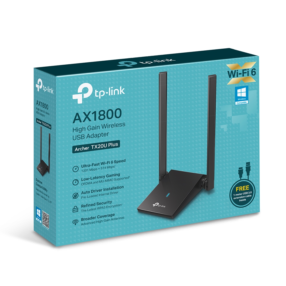 כרטיס רשת אלחוטי TP-link Archer TX20U Plus AX1800 Dual Antennas High Gain Wireless USB Adapter