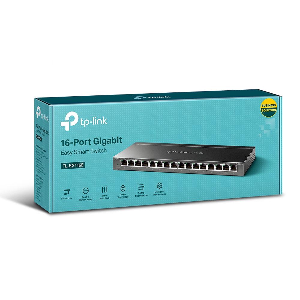 מתג 16 ערוצים מנוהל גיגה  TP-LINK 16-Port Gigabit Easy Smart Switch TL-SG116E