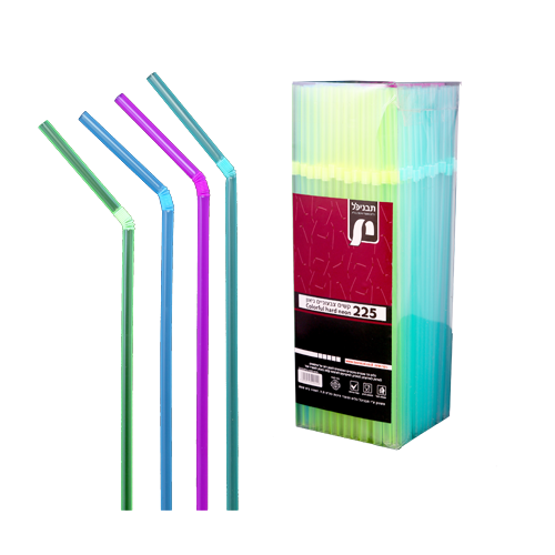 קשיות לשתייה 225 יח' - צבעי ניאון