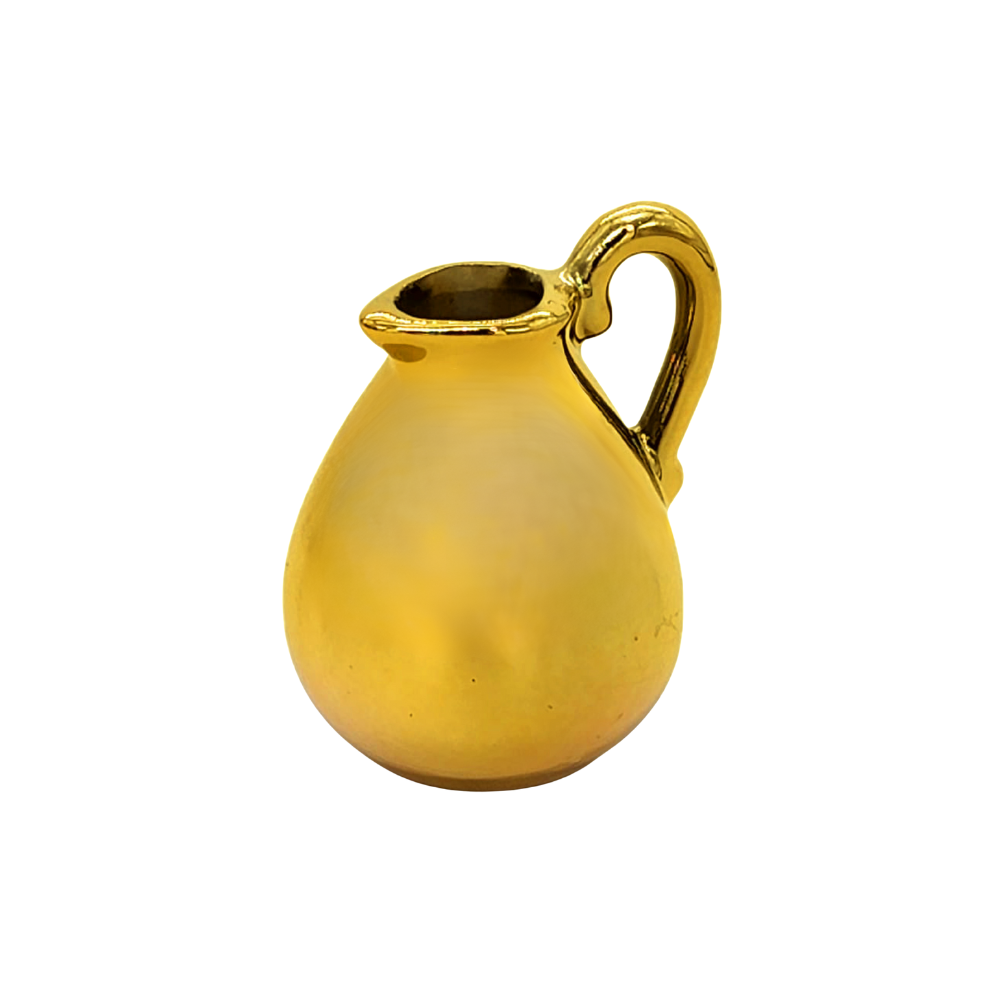 כד שמן קרמי מעוצב לחנוכה - זהב